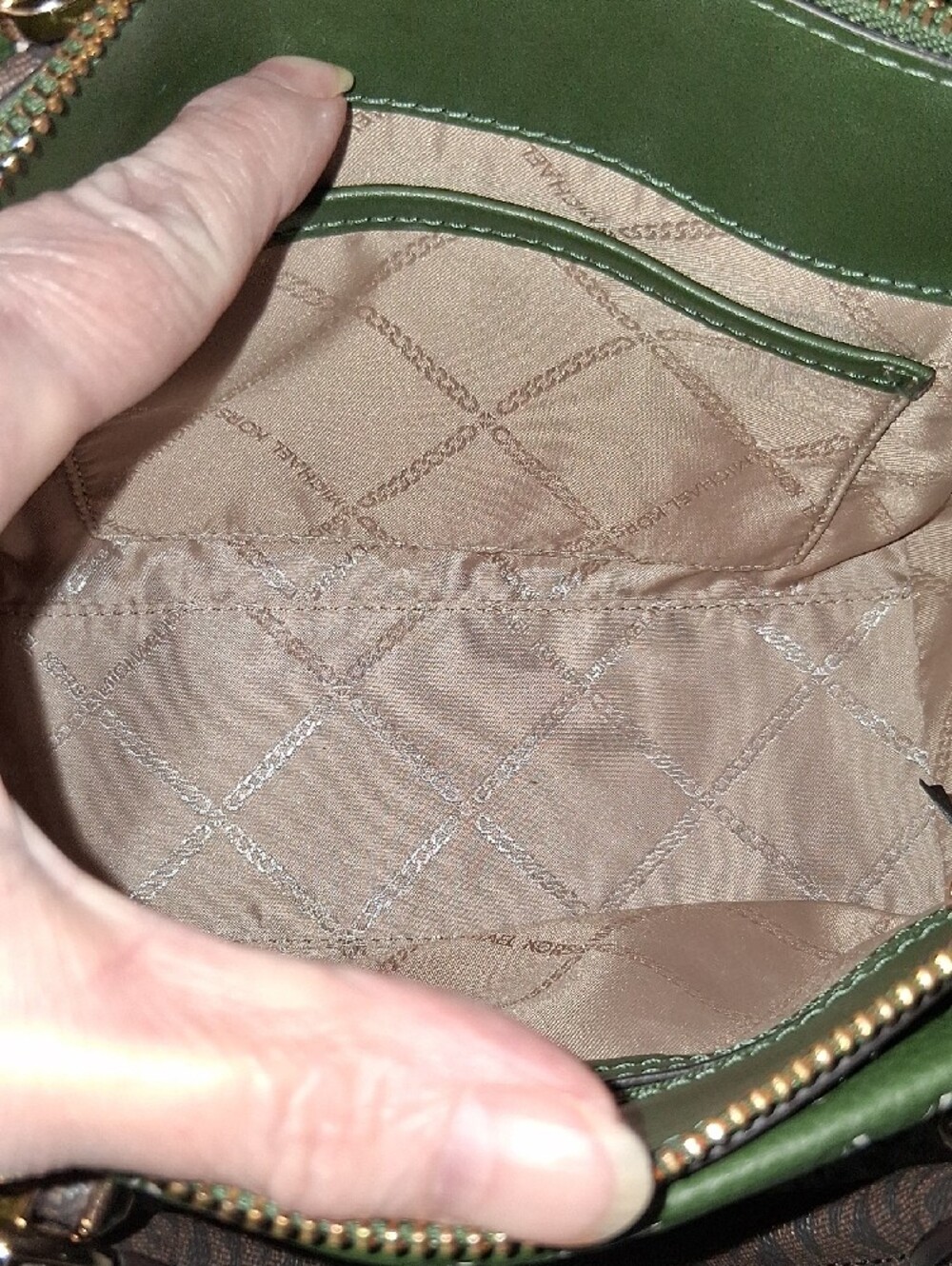 Michael Kors Amazon Green MK Sm.Logo Marilyn Monogramed Satchel Crossbody - Picture 8 of 11